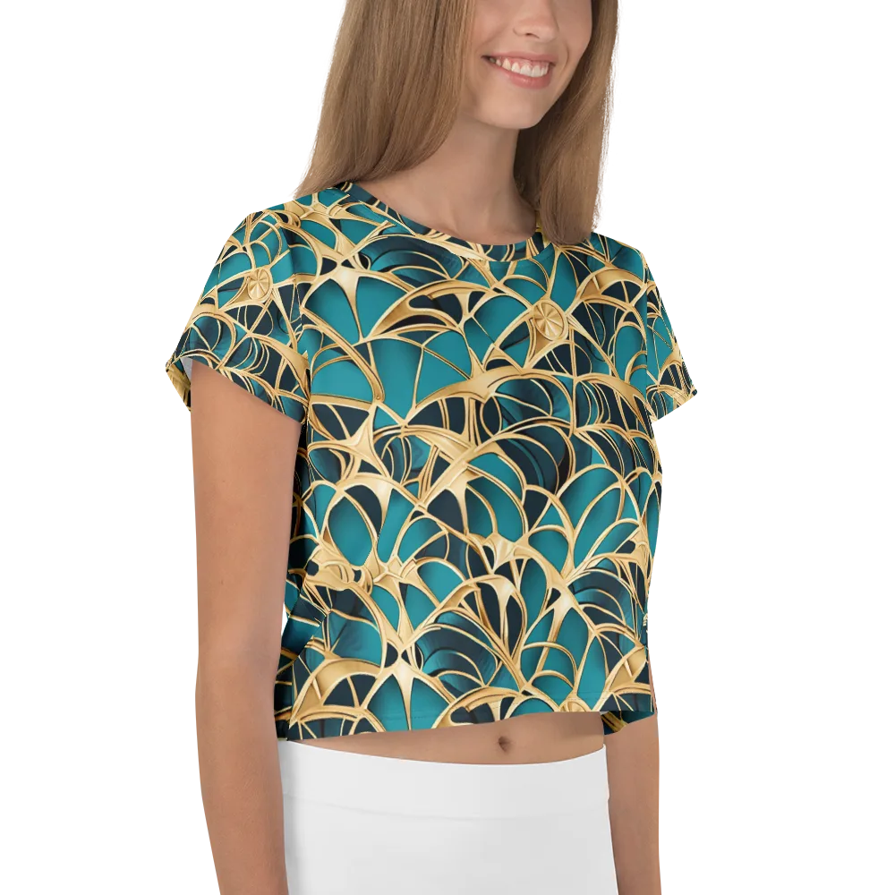 Teal Filigree on Crop Tee — Right