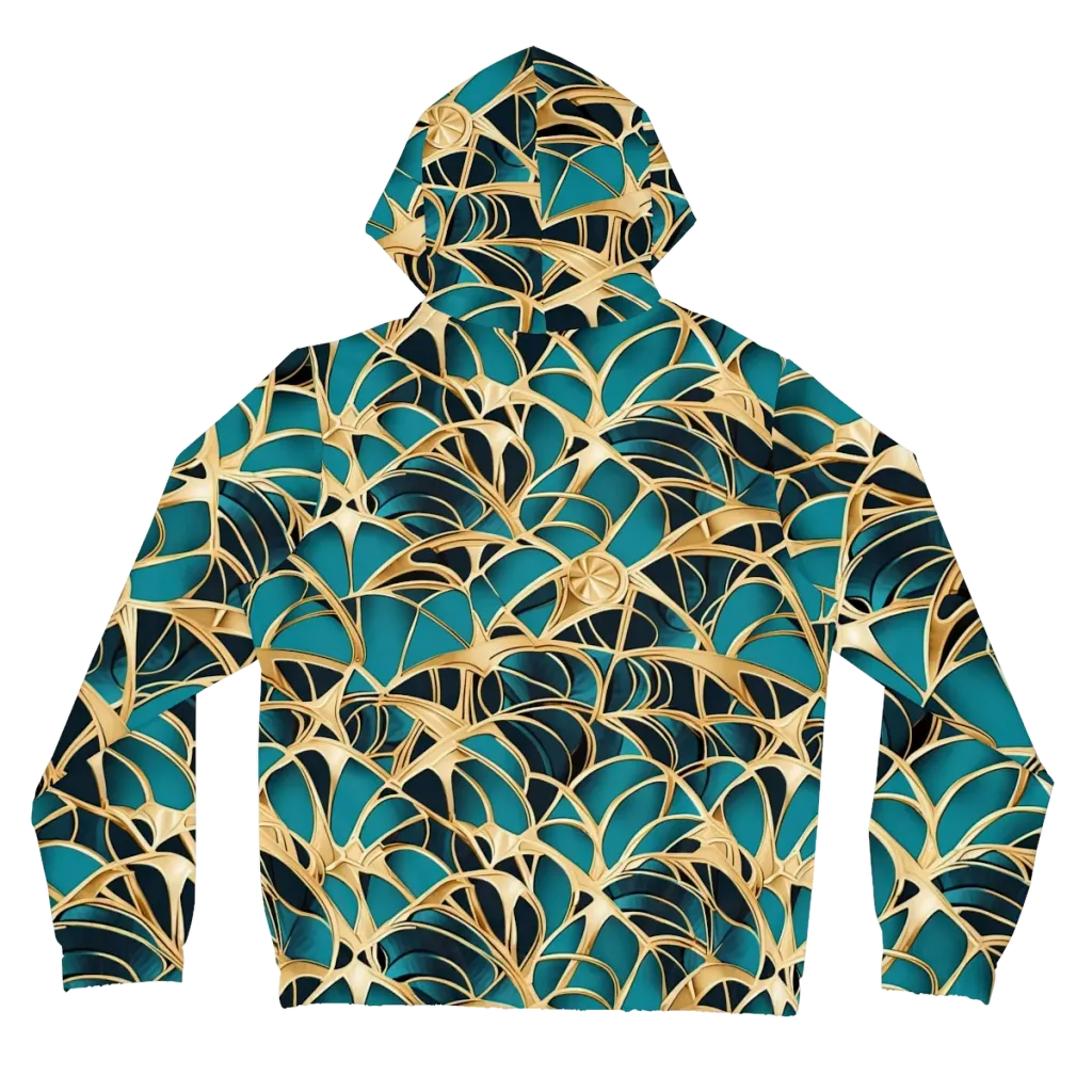 Teal Filigree on Women's Full-Zip Hoodie — Back
