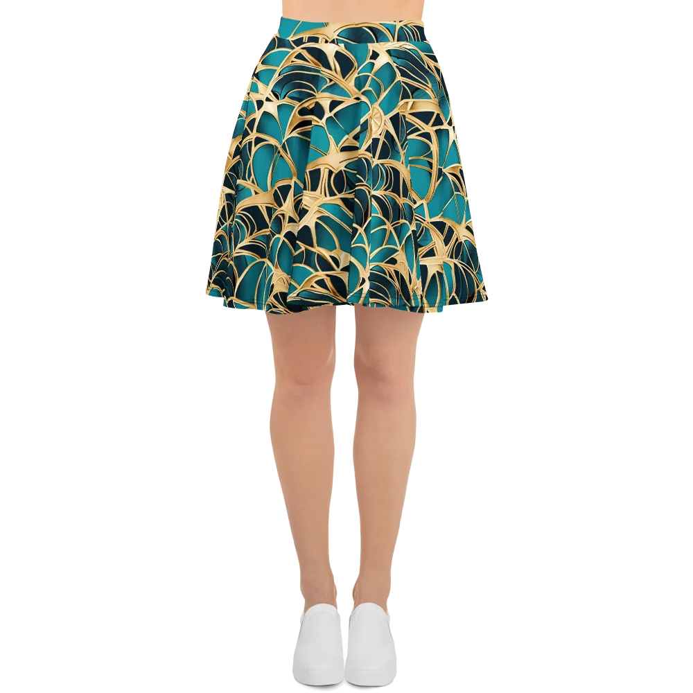 Teal Filigree on Skater Skirt — Front