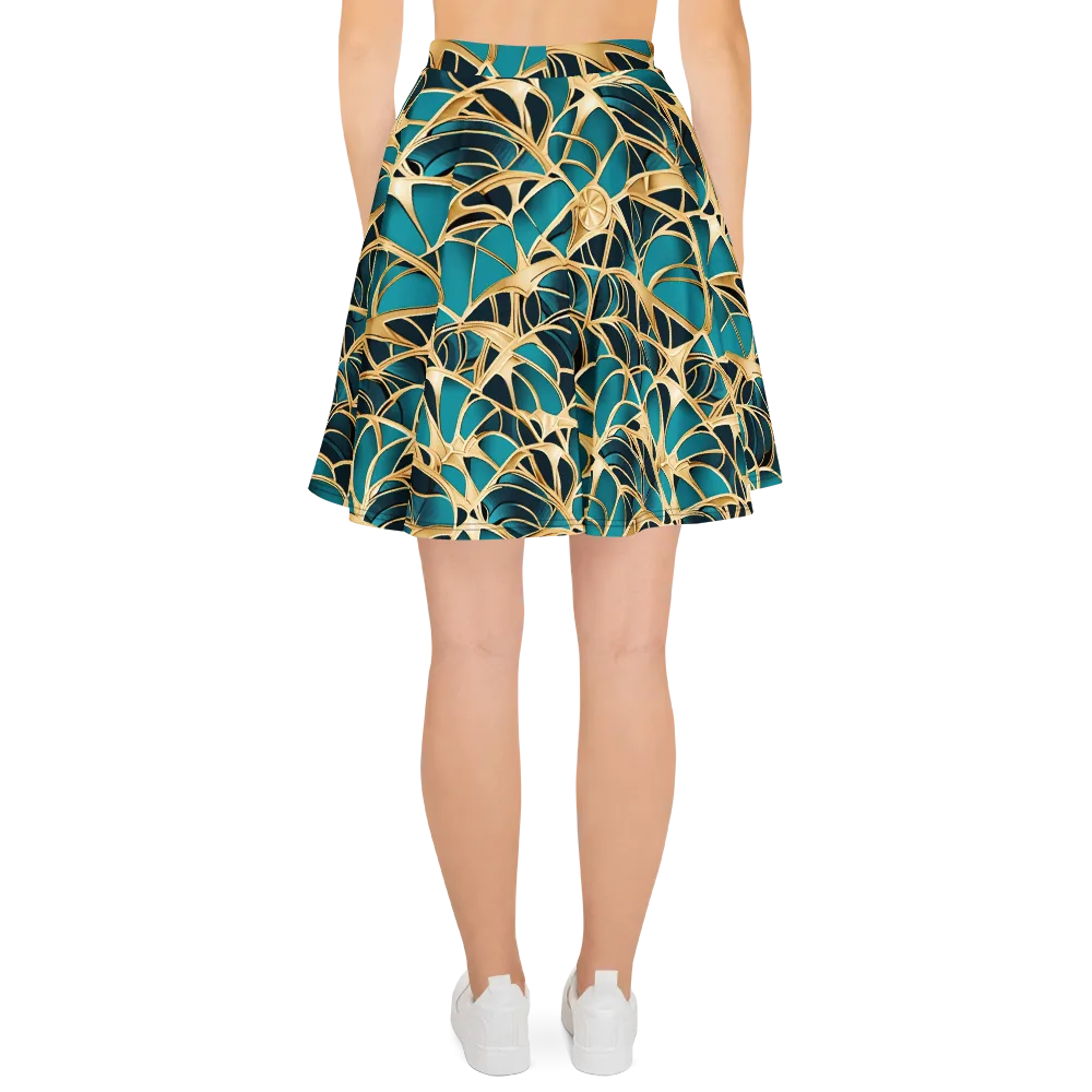 Teal Filigree on Skater Skirt — Back