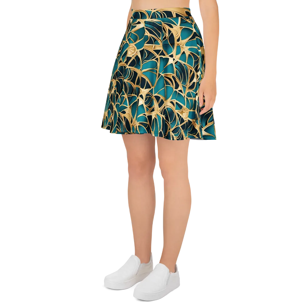 Teal Filigree on Skater Skirt — Left