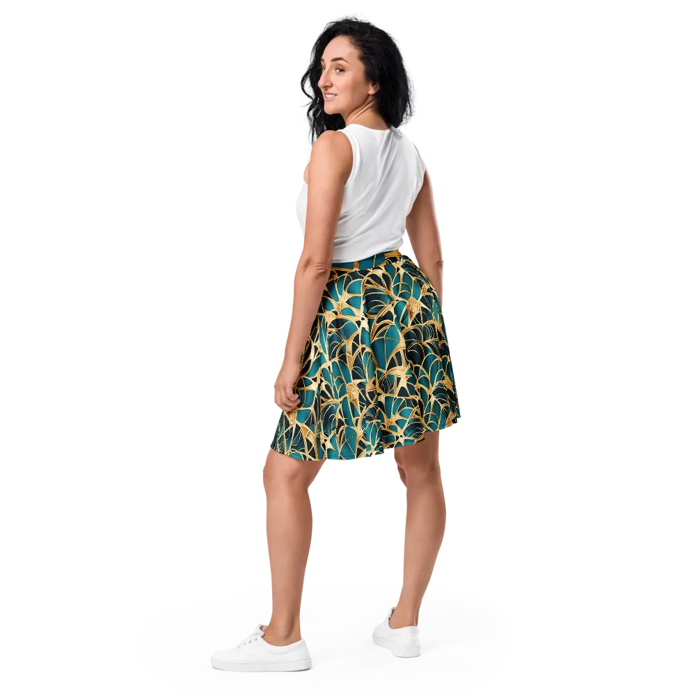 Teal Filigree on Skater Skirt — Back