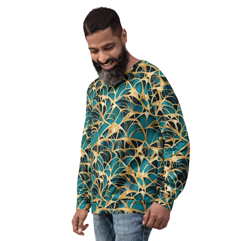 Teal Filigree on Sweatshirt — Left Front