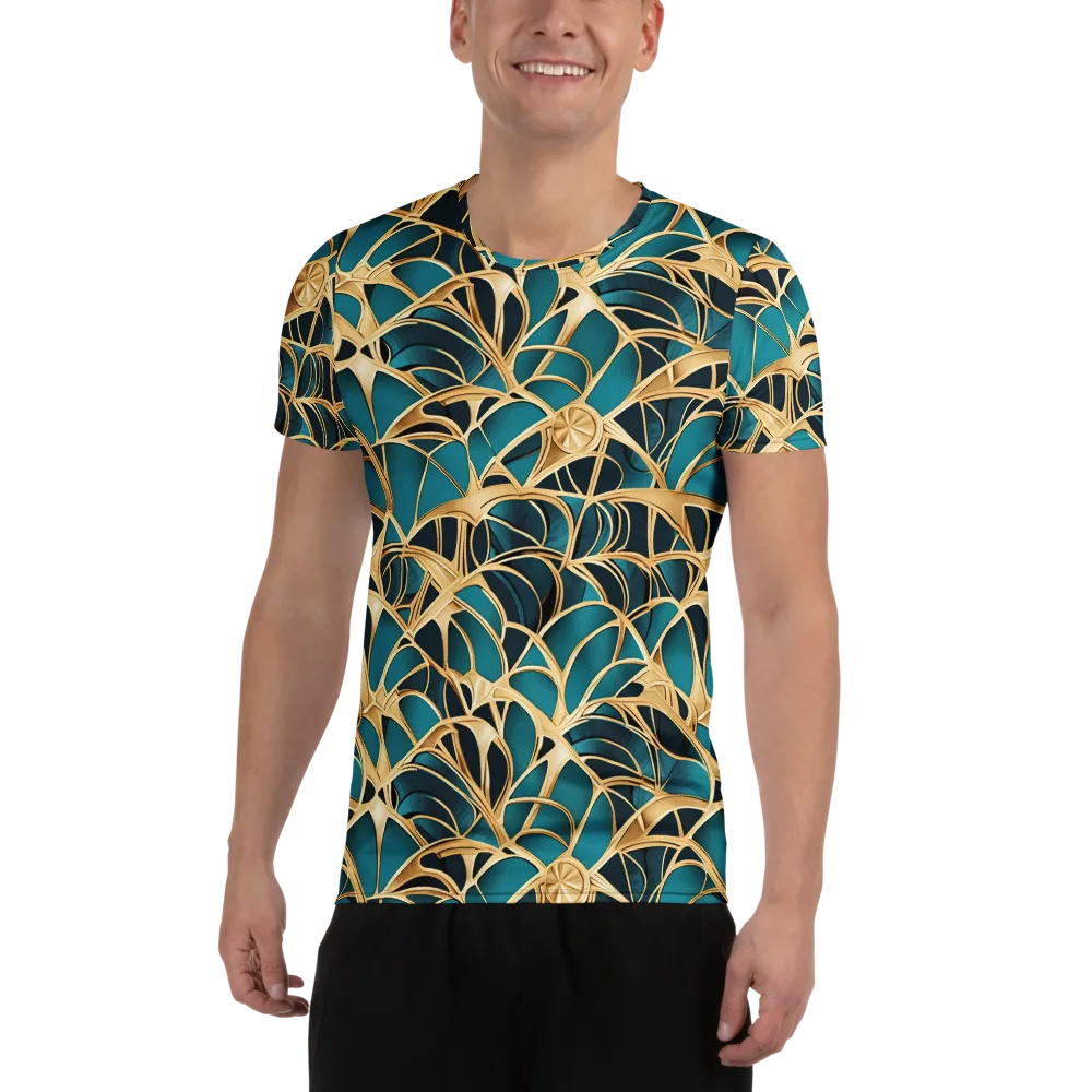Teal Filigree on Men's Athletic T-Shirt — Front