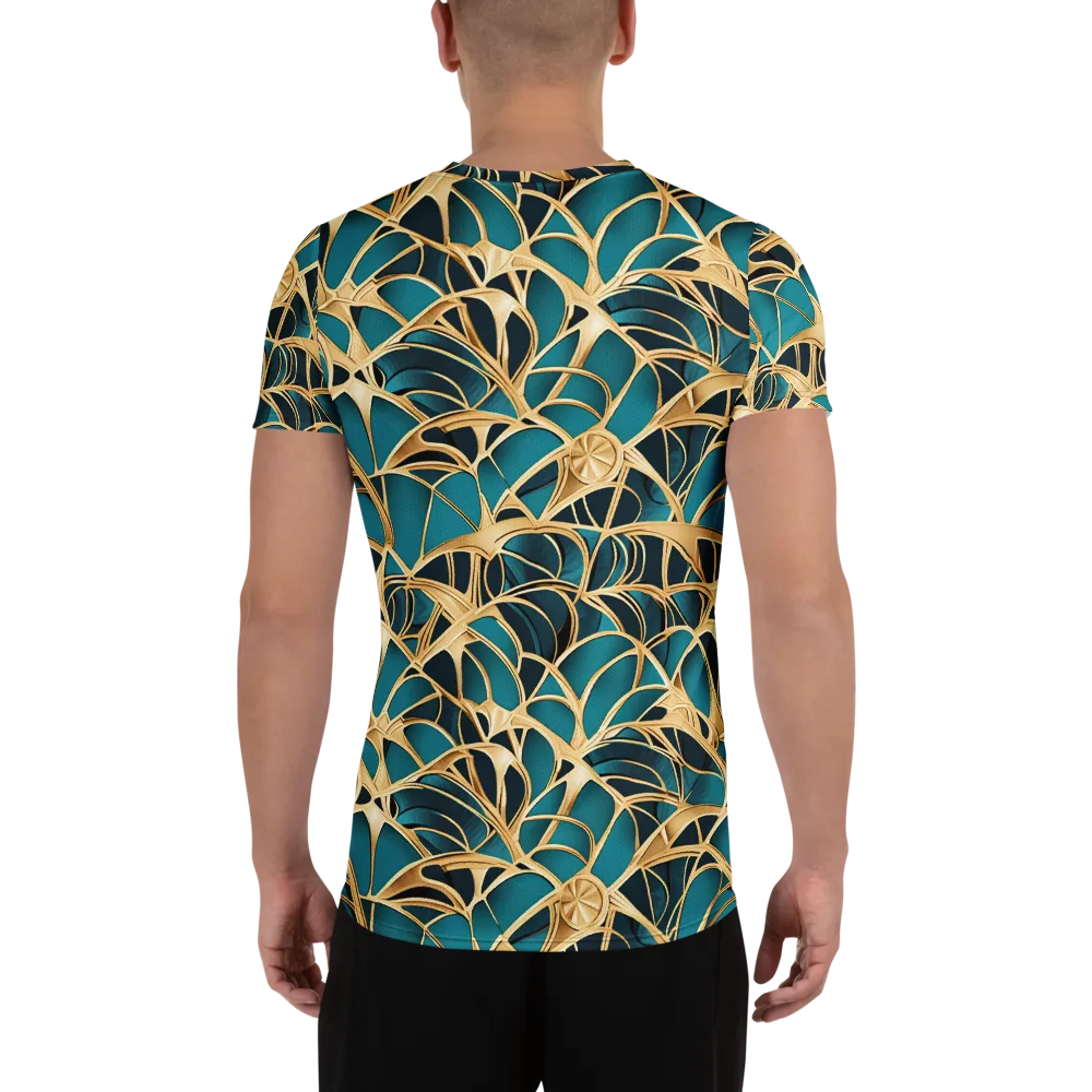 Teal Filigree on Men's Athletic T-Shirt — Back