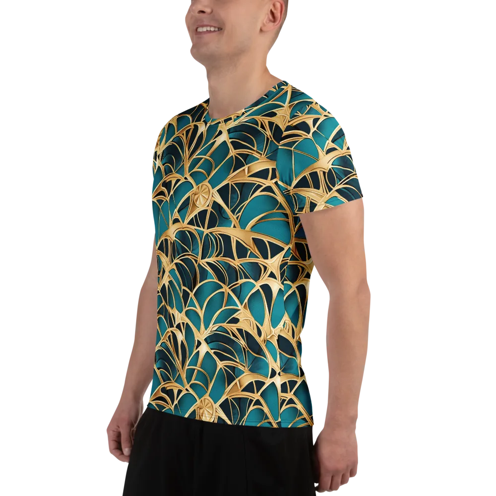 Teal Filigree on Men's Athletic T-Shirt — Left