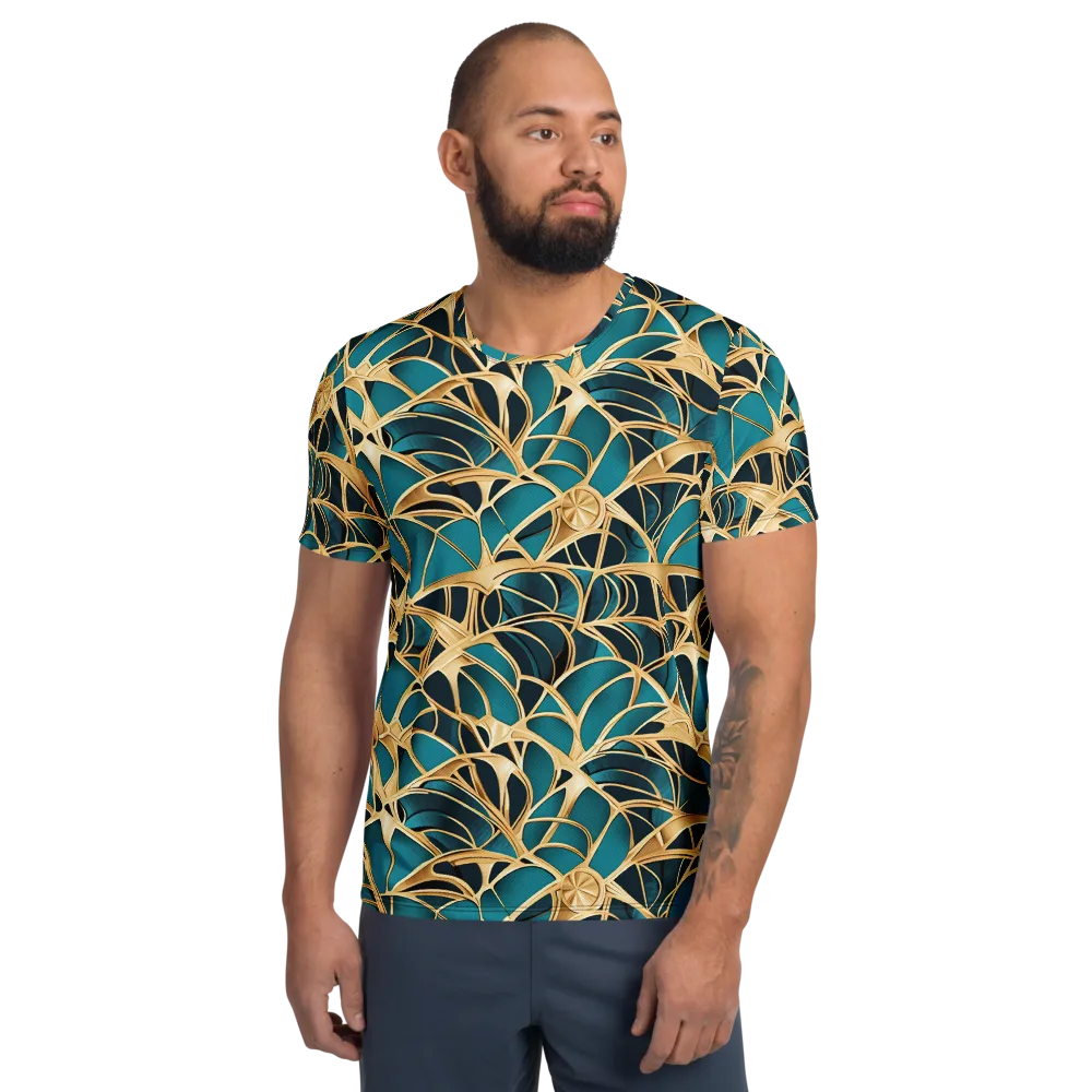 Teal Filigree on Men's Athletic T-Shirt — Front