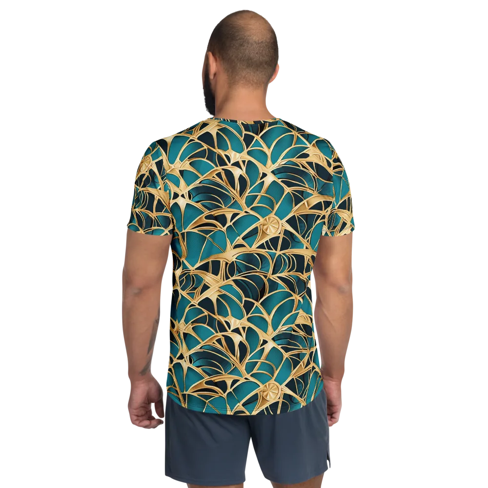 Teal Filigree on Men's Athletic T-Shirt — Back