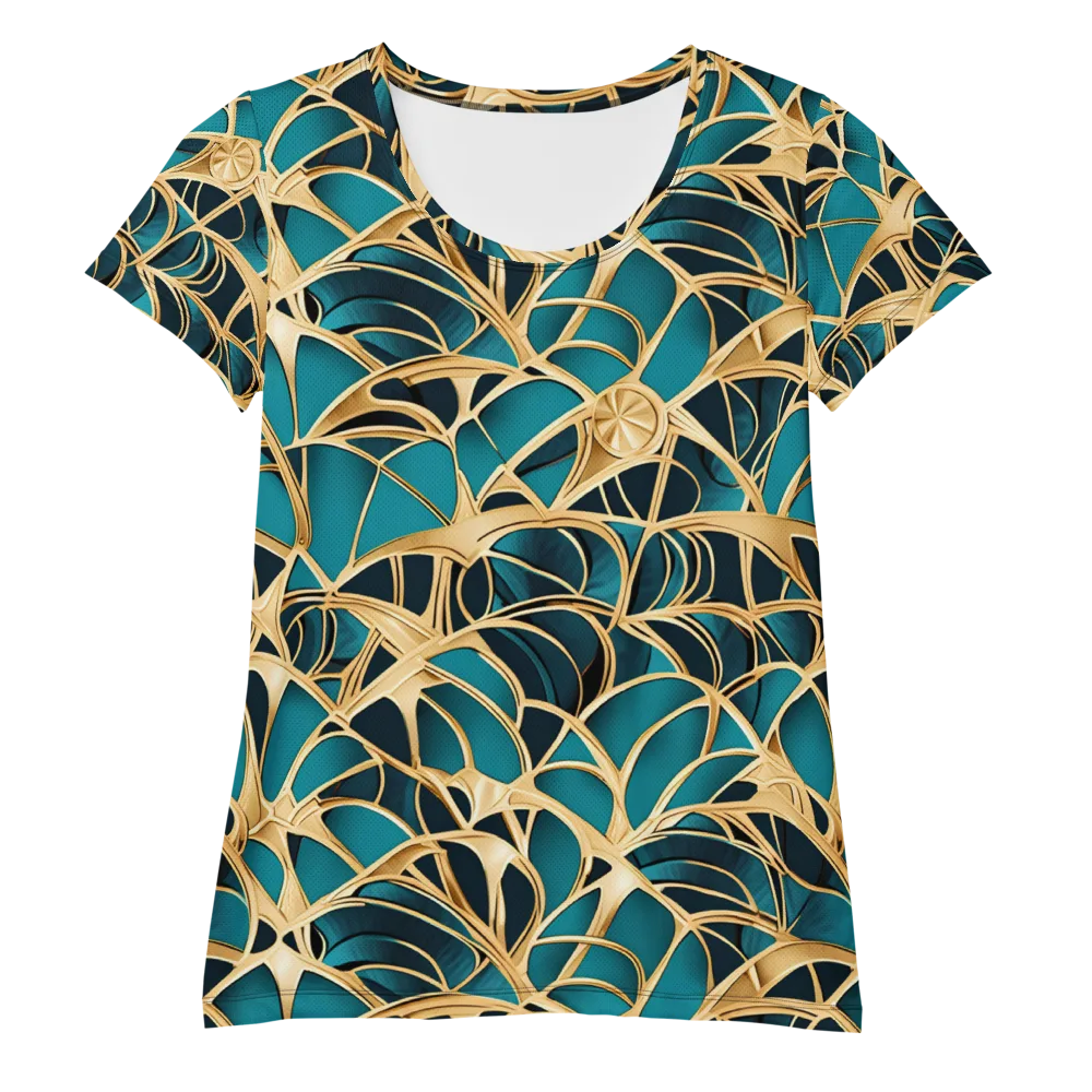 Teal Filigree on Women's Athletic T-Shirt — Front
