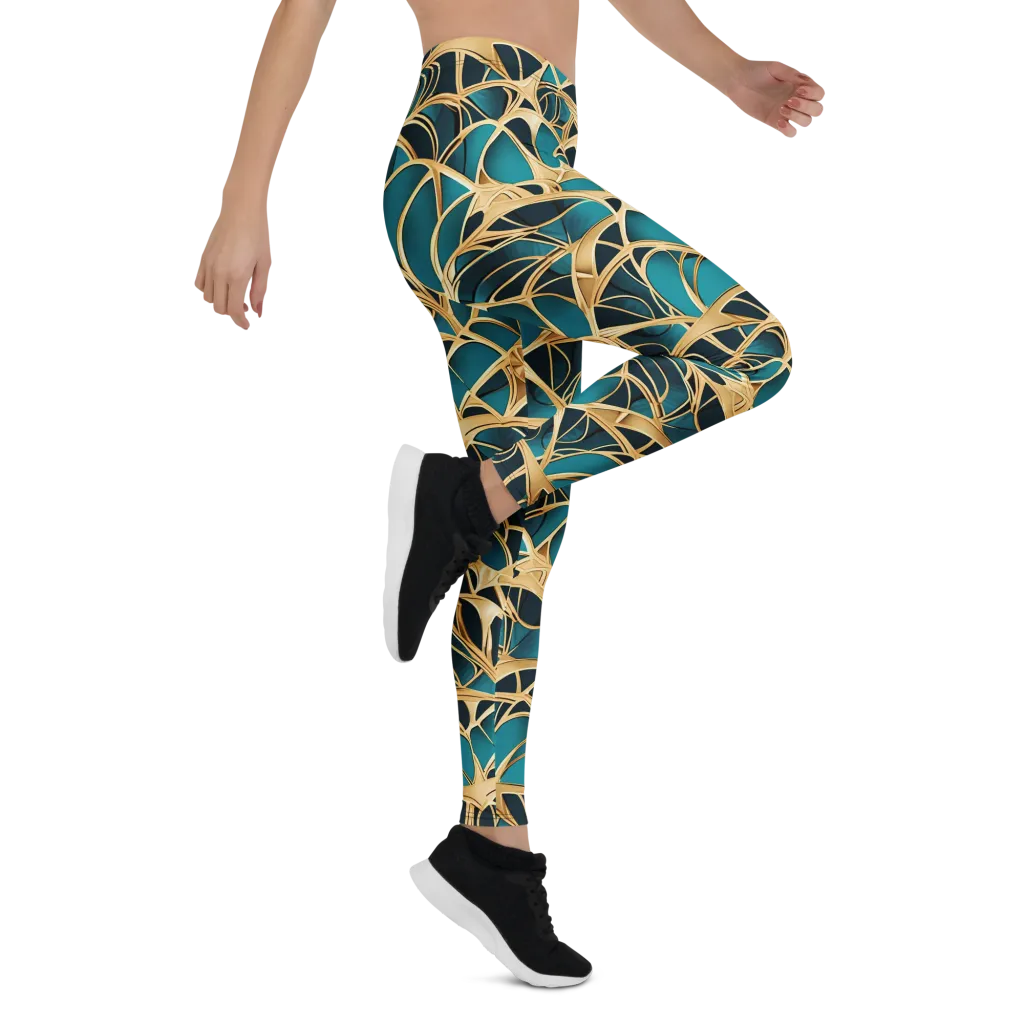 Teal Filigree on Leggings — Right