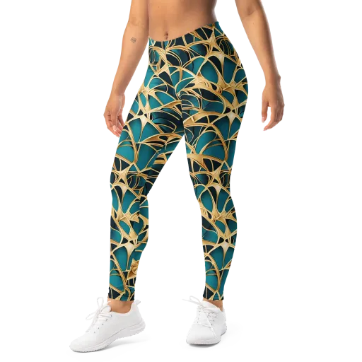 Teal Filigree on a Leggings