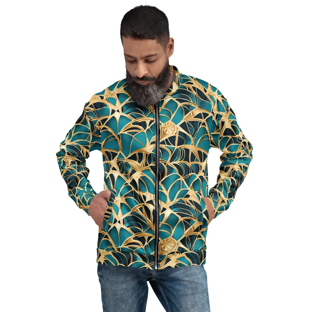 Teal Filigree on Bomber Jacket — Front