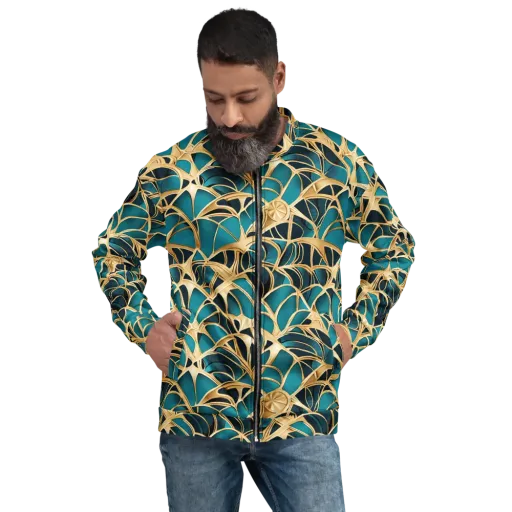 Teal Filigree on a Bomber Jacket