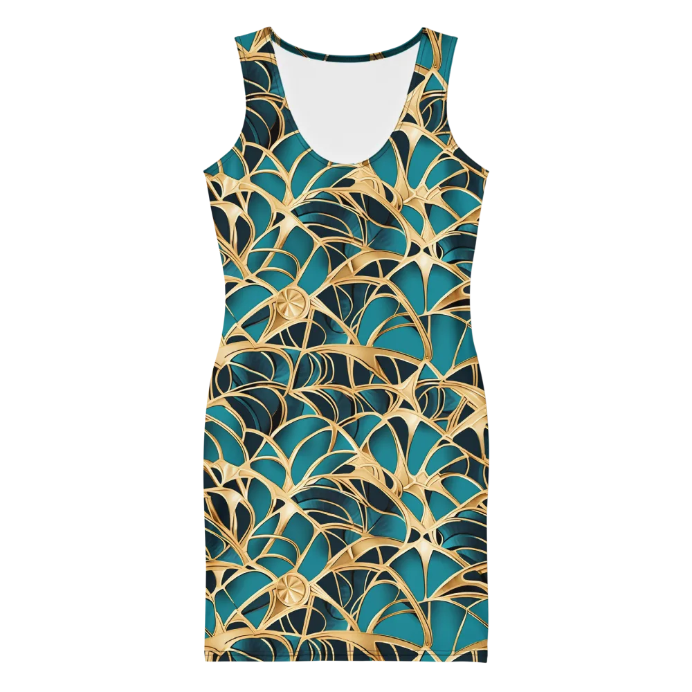 Teal Filigree on Bodycon Dress — Front