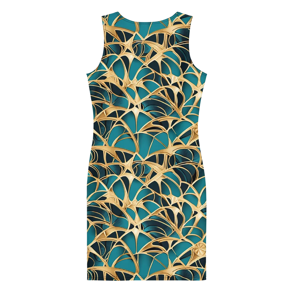 Teal Filigree on Bodycon Dress — Back