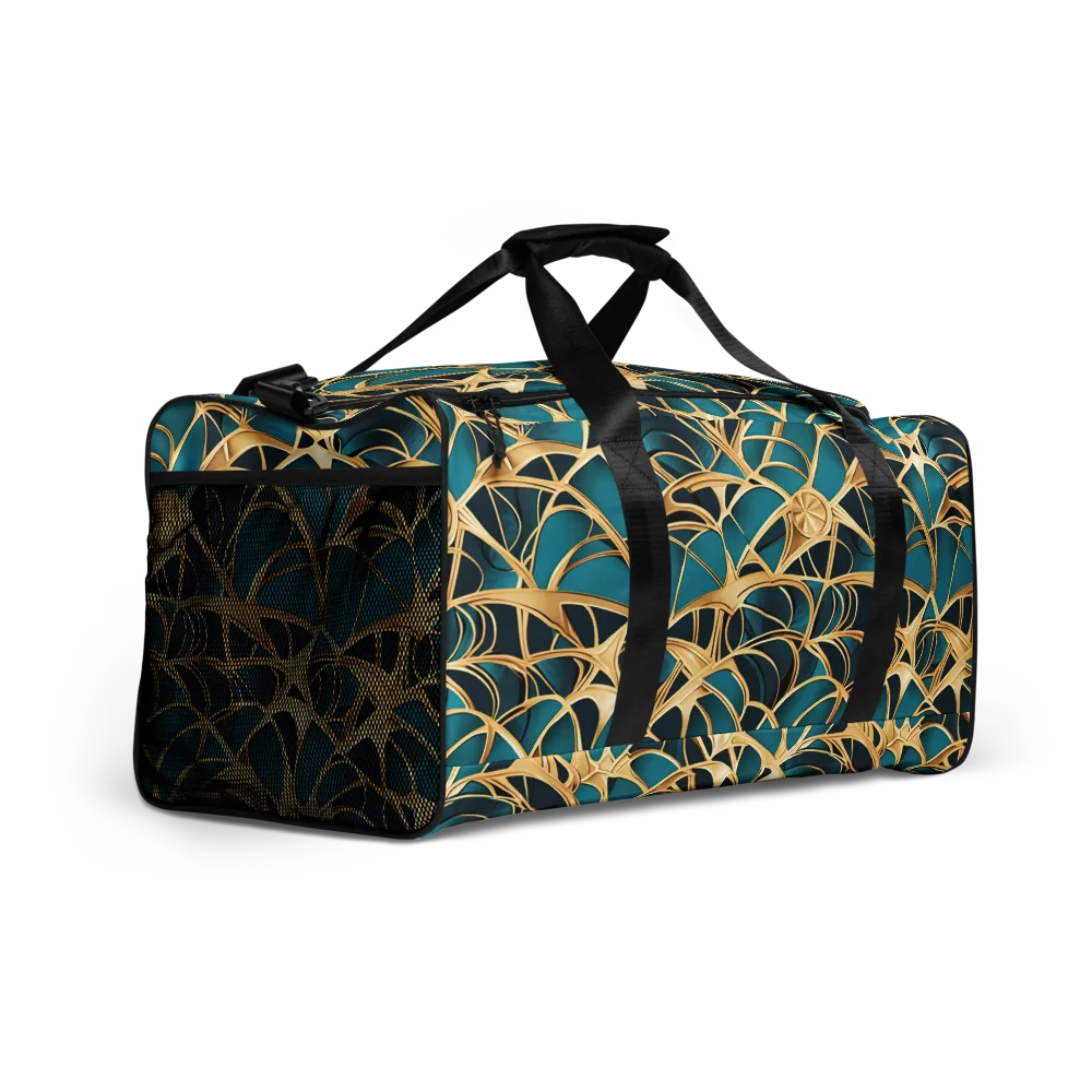 Teal Filigree on Duffle Bag — Right Front