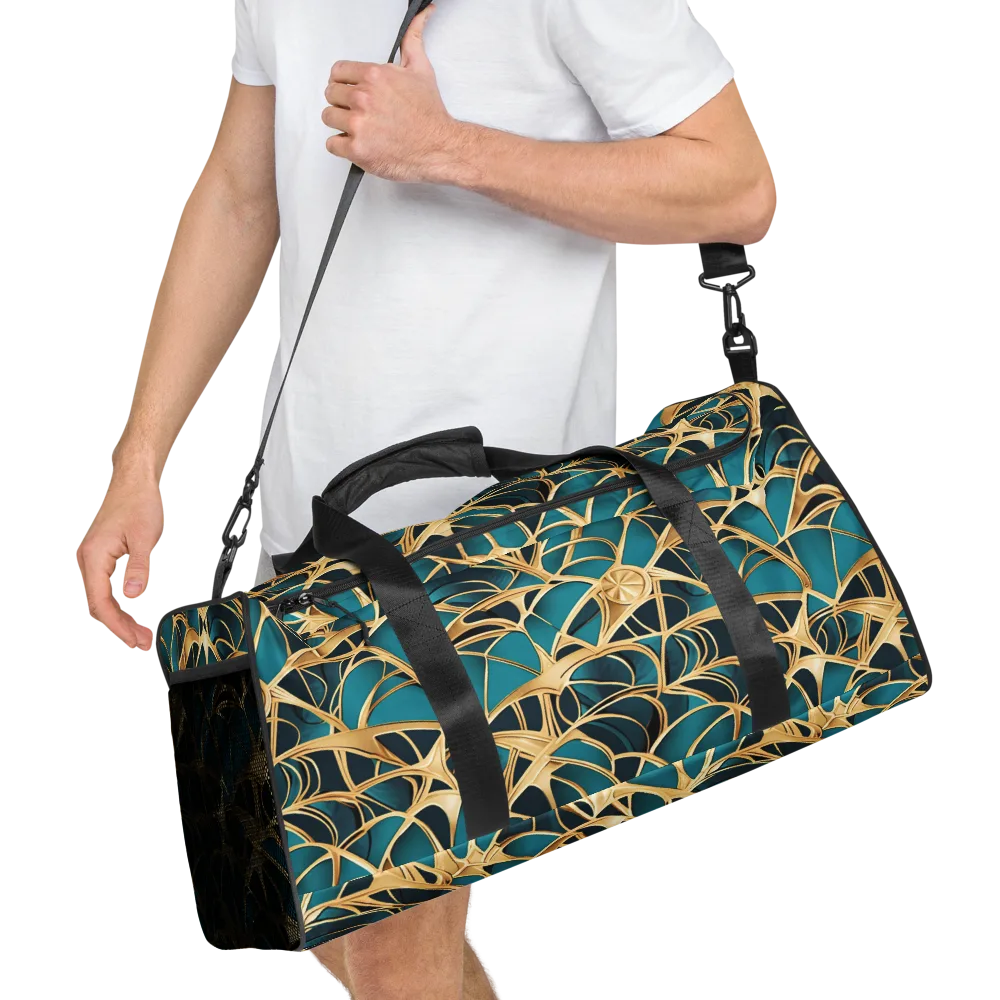 Teal Filigree on Duffle Bag — Right Front