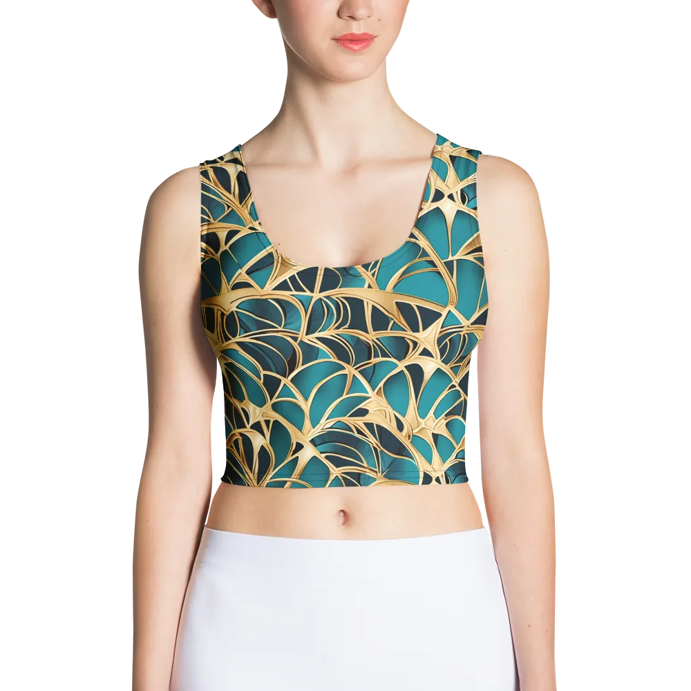 Teal Filigree on Crop Top — Front