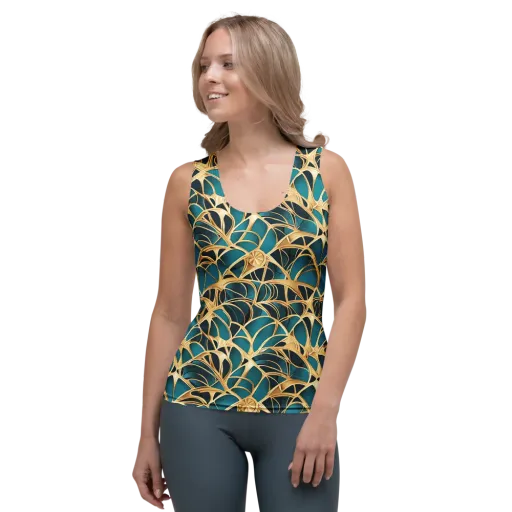 Teal Filigree on a Women's Tank Top