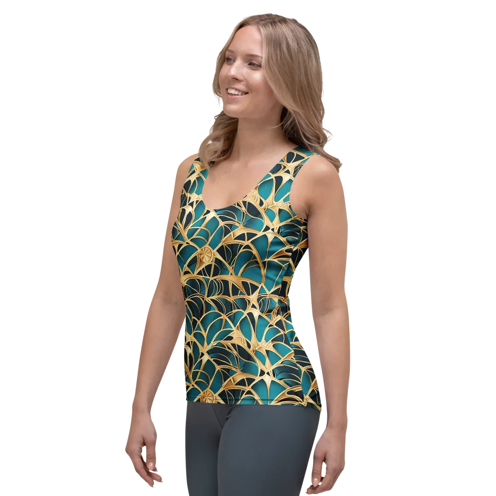 Teal Filigree on Women's Tank Top — Left Front