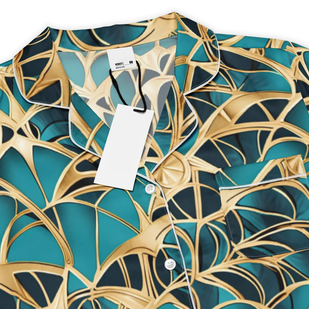 Teal Filigree on Women's Short Sleeve Pajama Top — Product details