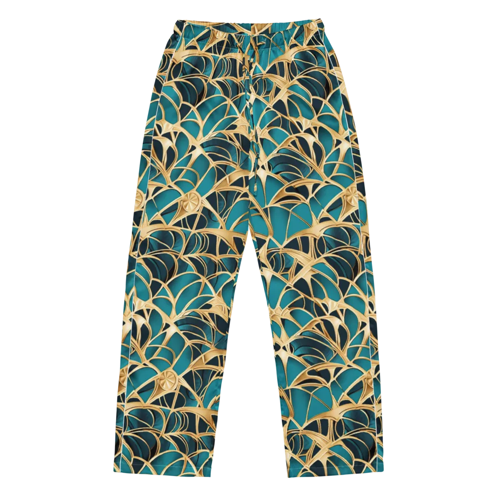 Teal Filigree on Women's Pajama Pants — Front