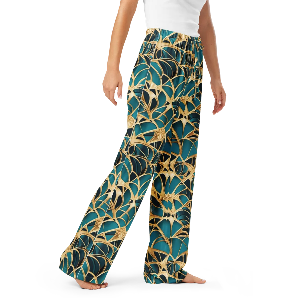 Teal Filigree on Women's Pajama Pants — Right Front