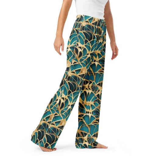 Teal Filigree on a Women's Pajama Pants