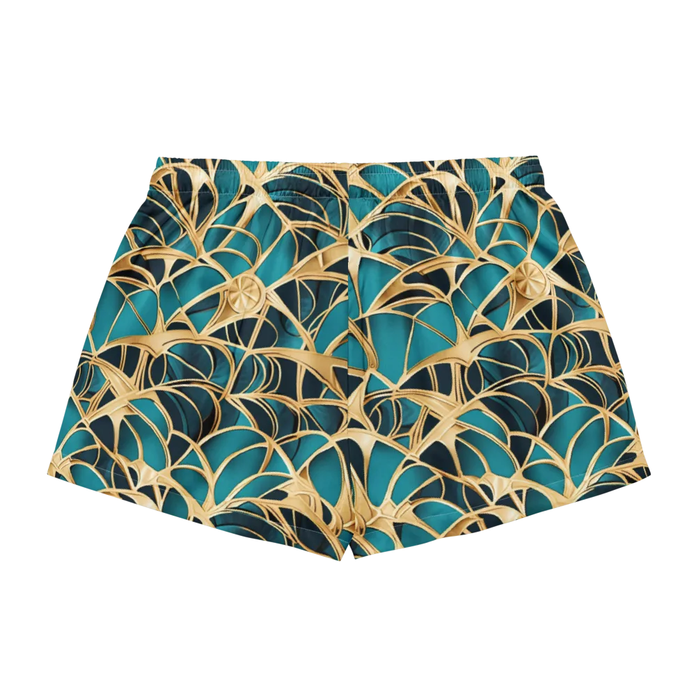 Teal Filigree on Women's Pajama Shorts — Back