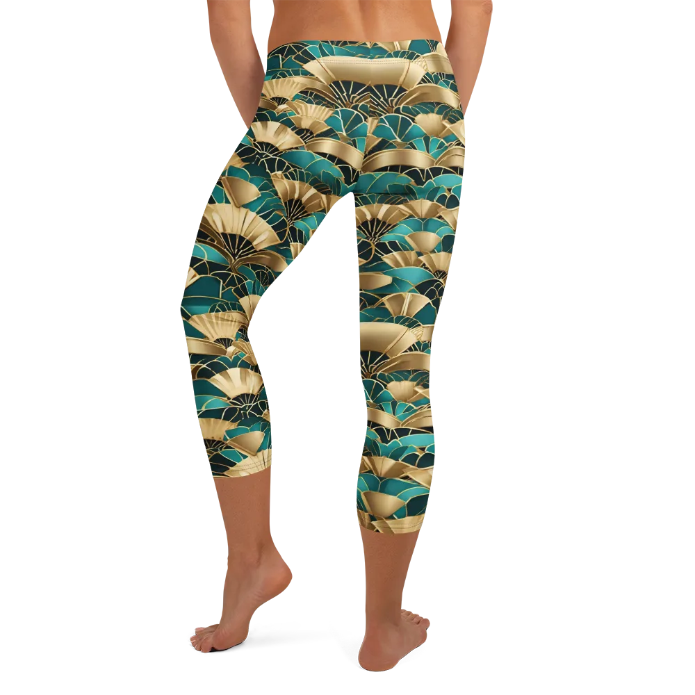 Gilded Fans on Capri Leggings — Back