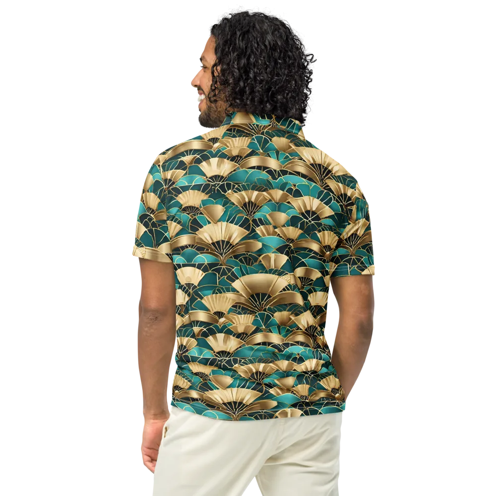 Gilded Fans on Men's Slim Fit Polo Shirt — Back