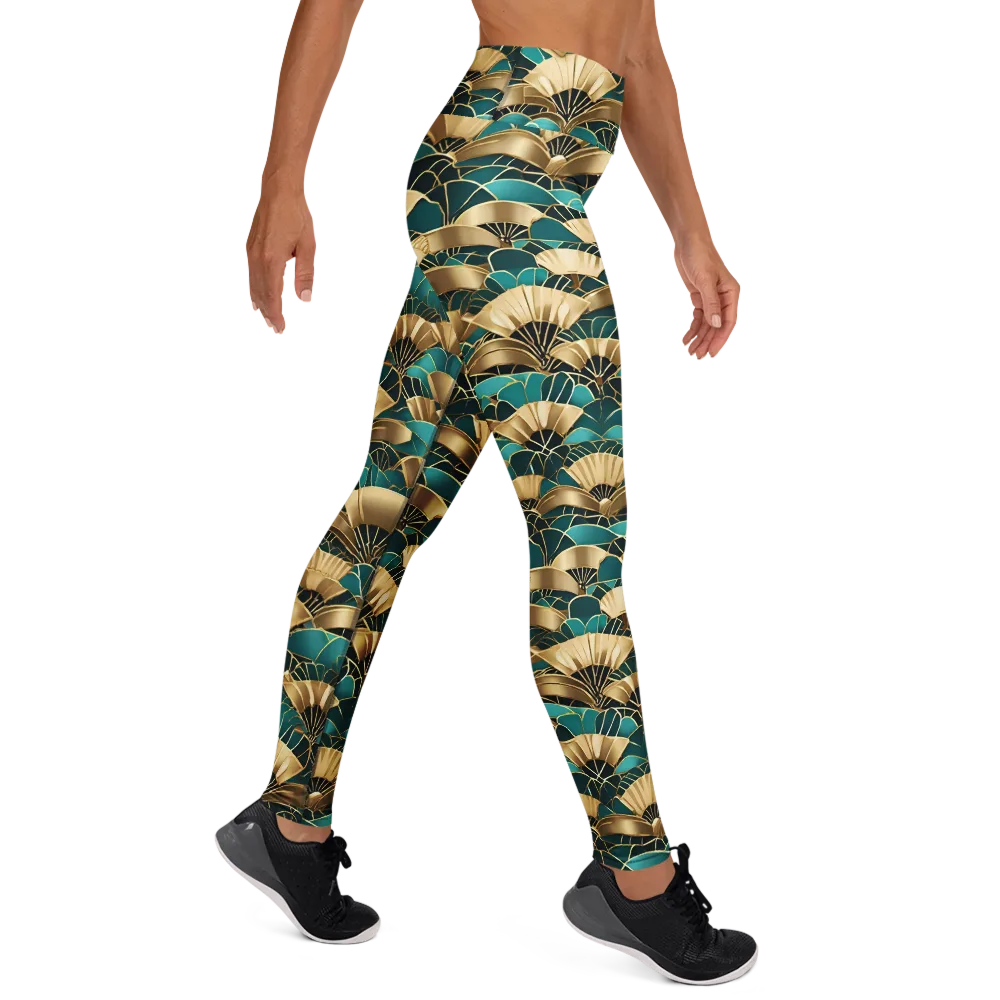 Gilded Fans on Yoga Leggings — Right