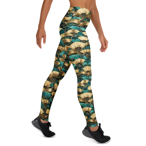 Gilded Fans on a Yoga Leggings