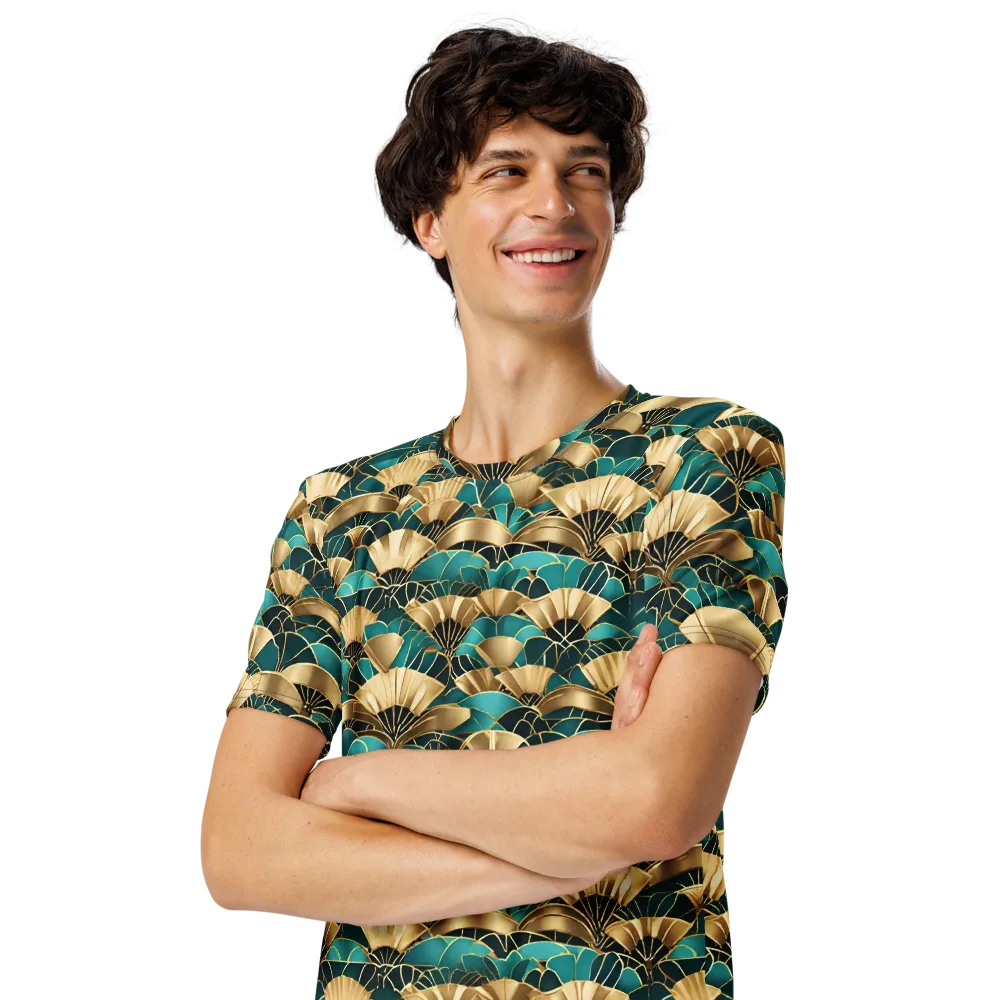 Gilded Fans on Men's Crew Neck T-Shirt — Left Front
