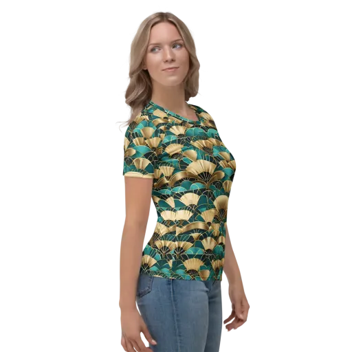 Gilded Fans on a Women's Crew Neck T-Shirt