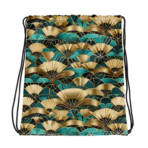Gilded Fans on a Drawstring Bag