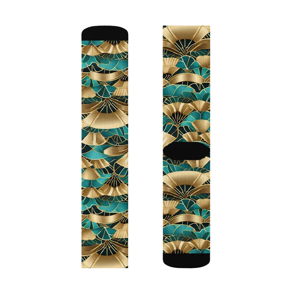 Gilded Fans on Socks — Left Sock