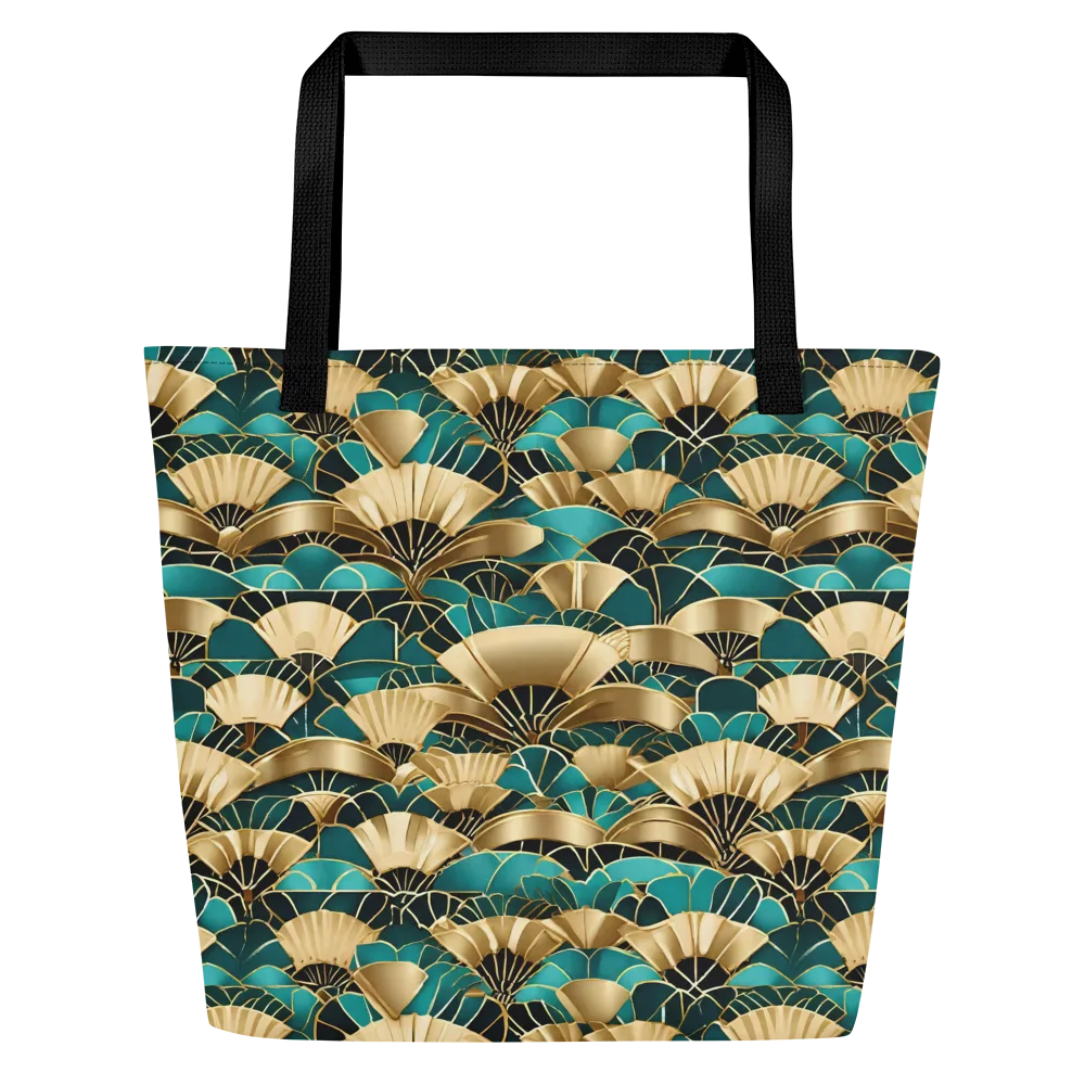 Gilded Fans on Large Tote Bag W/ Pocket — Front