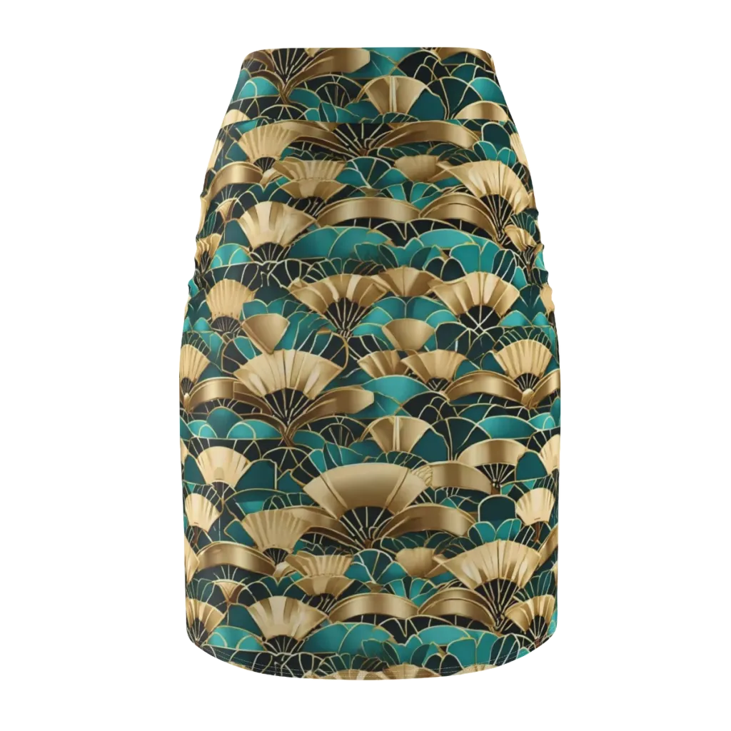 Gilded Fans on Pencil Skirt — Back