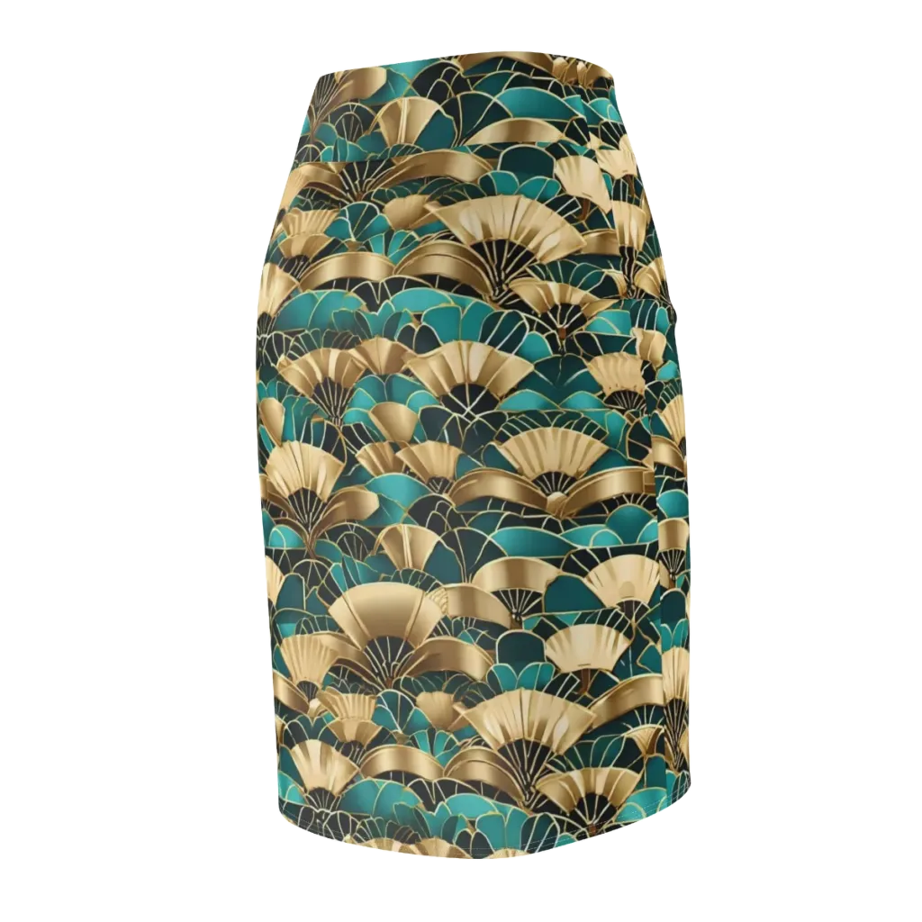 Gilded Fans on Pencil Skirt — Back Side