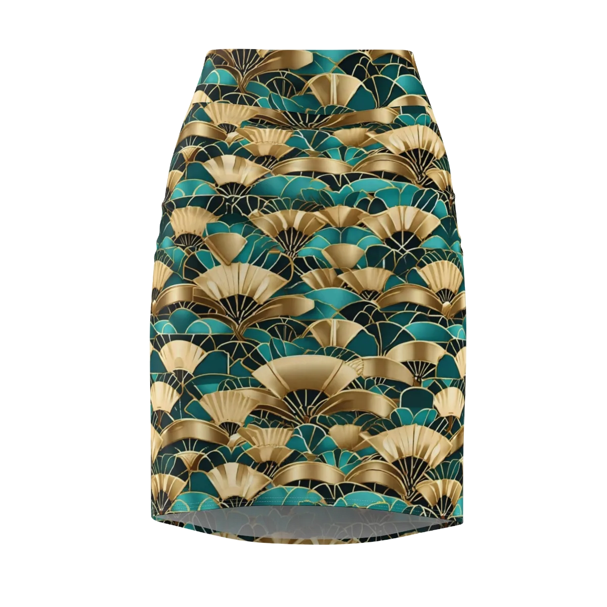 Gilded Fans on Pencil Skirt — Front