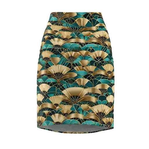 Gilded Fans on a Pencil Skirt