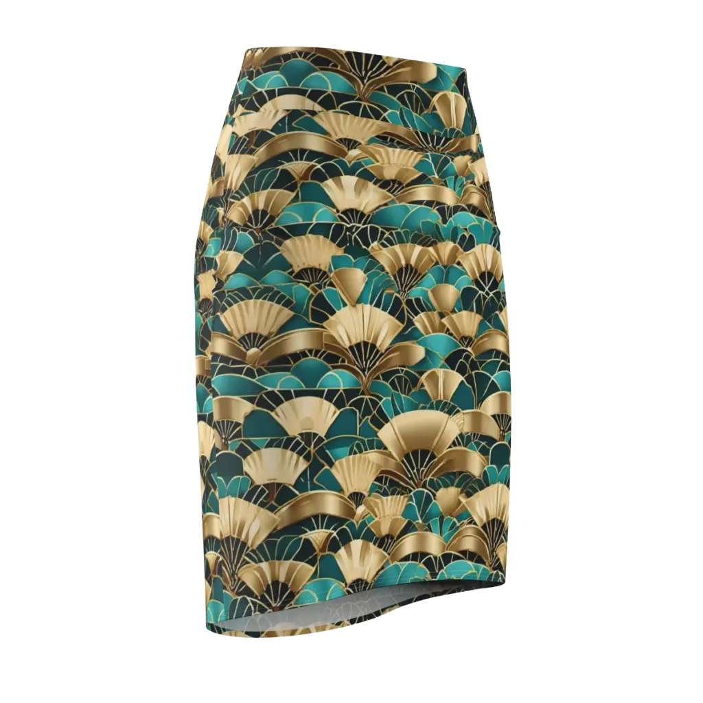 Gilded Fans on Pencil Skirt — Front Side