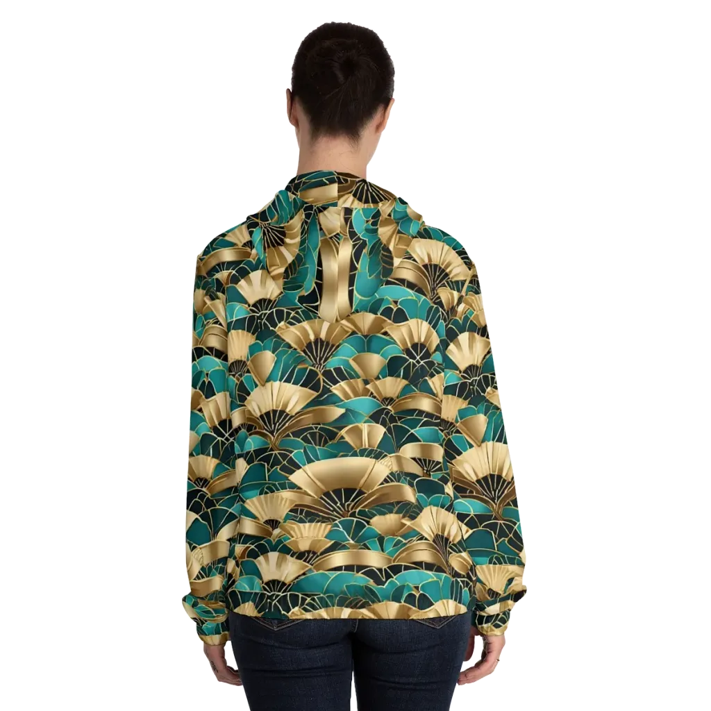 Gilded Fans on Women's Full-Zip Hoodie — Back On Person