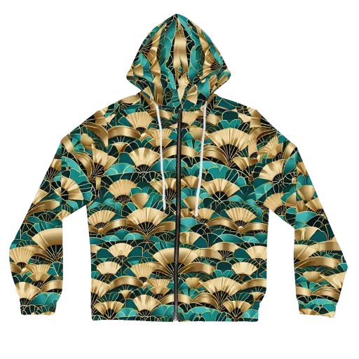 Gilded Fans on a Women's Full-Zip Hoodie