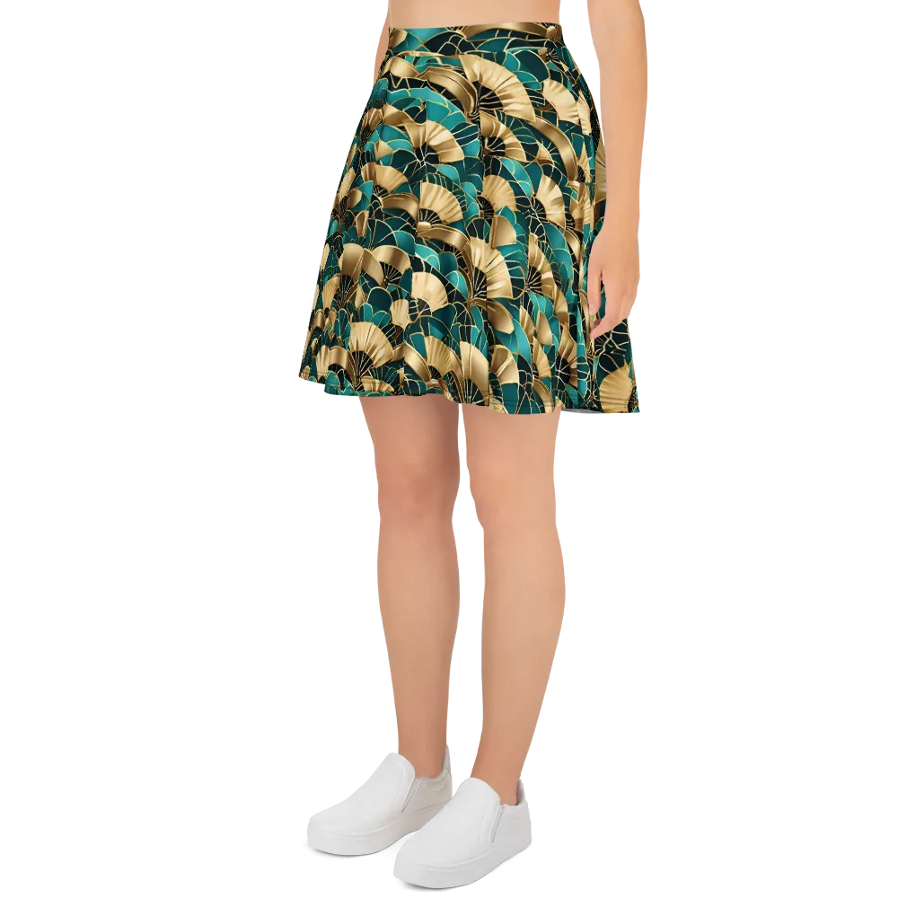 Gilded Fans on Skater Skirt — Left