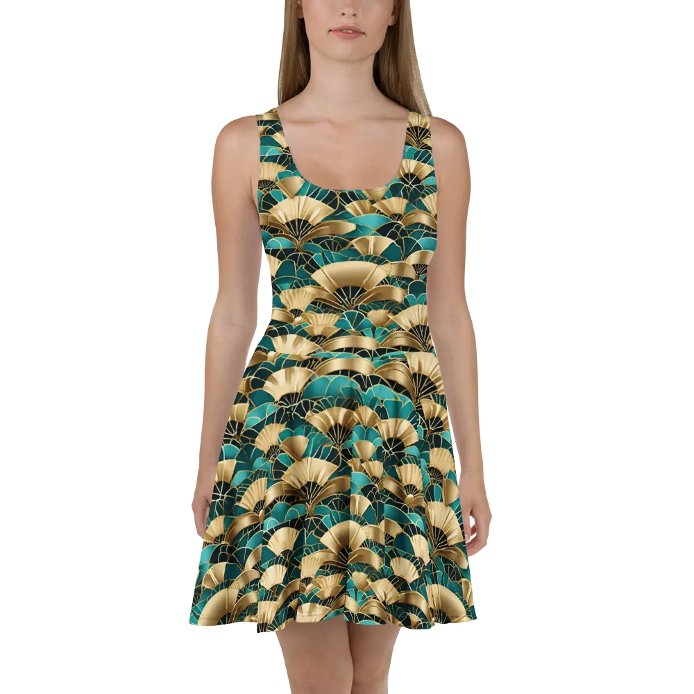 Gilded Fans on Skater Dress — Front