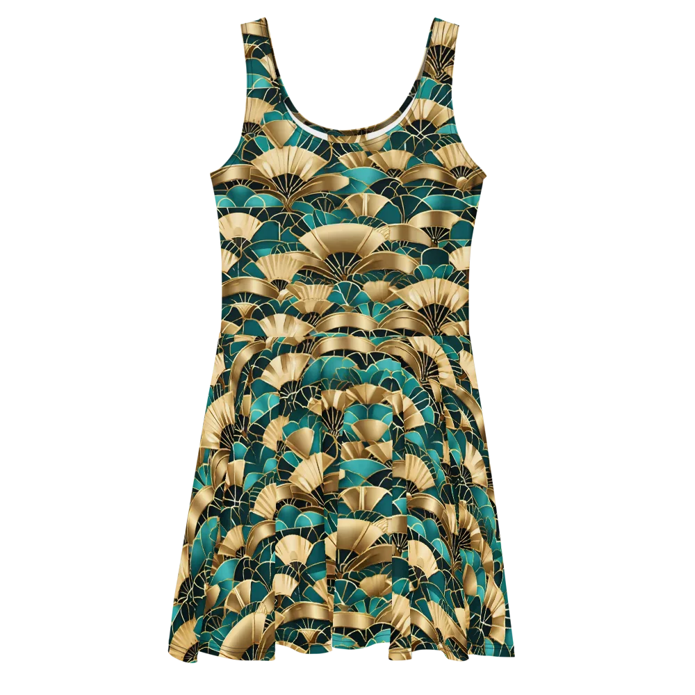 Gilded Fans on Skater Dress — Front
