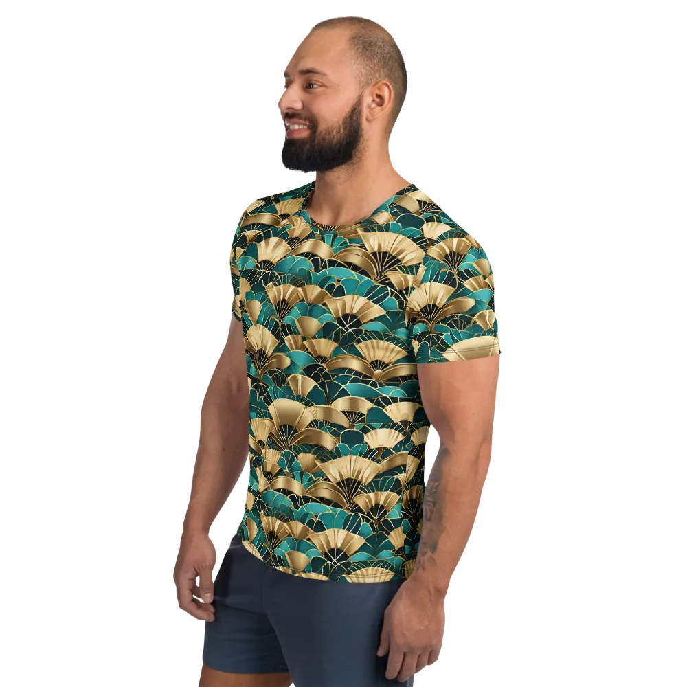 Gilded Fans on Men's Athletic T-Shirt — Left