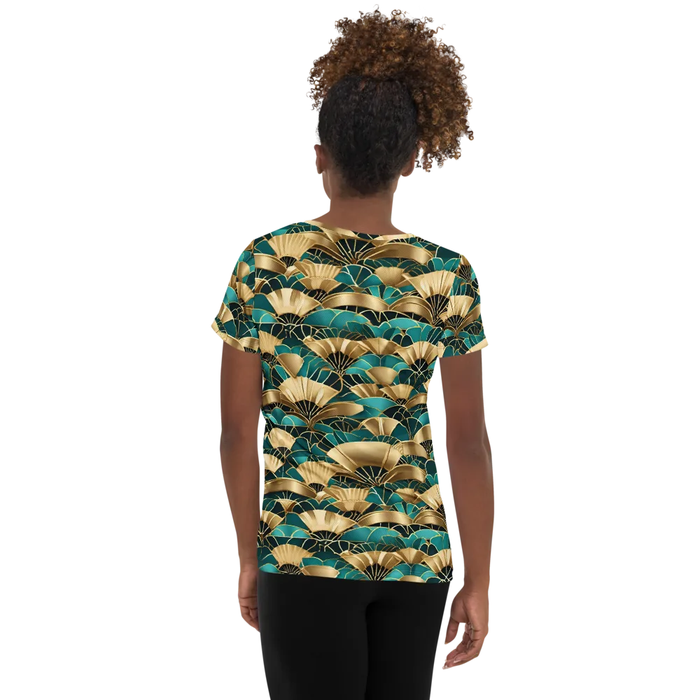 Gilded Fans on Women's Athletic T-Shirt — Back